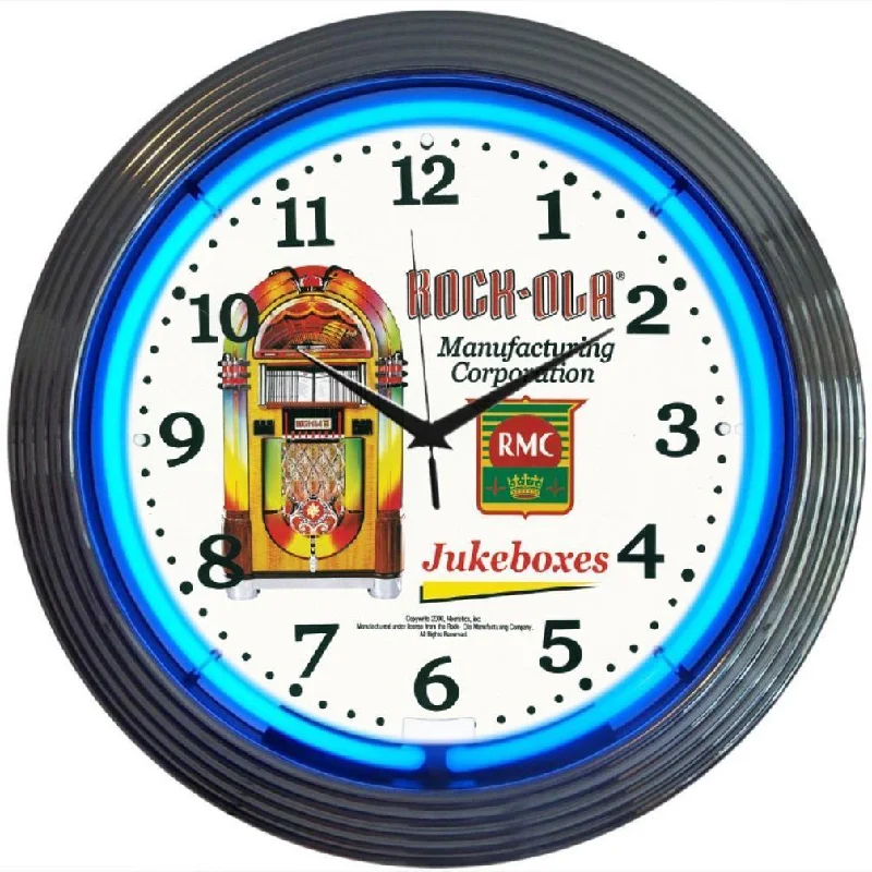 Sleek stainless wall decor-Rock-Ola Jukebox Neon Clock