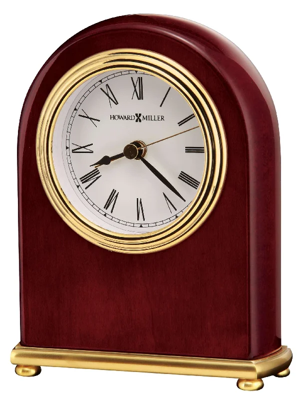 Elegant silver table coasters-Rosewood Arch Tabletop Clock