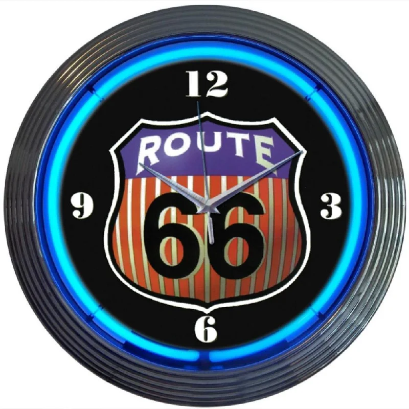 Luxury silk wall mirrors-Route 66 Neon Clock