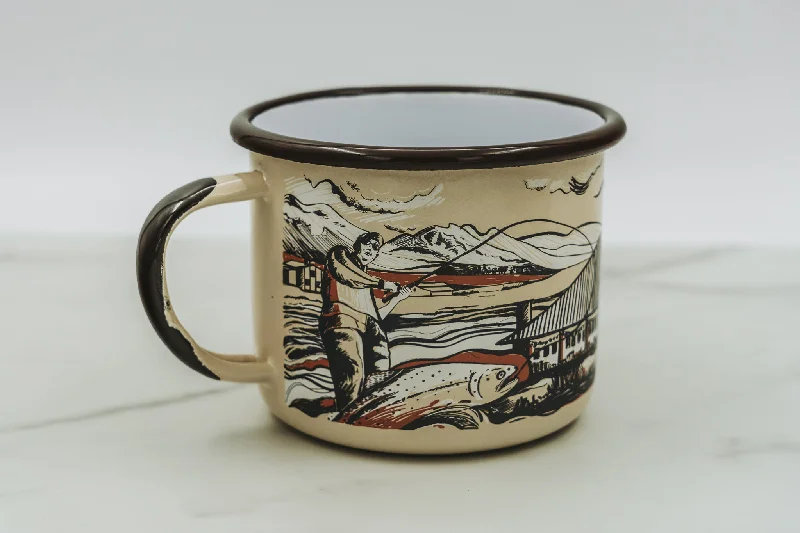 Durable plastic camping cups-Sage Lodge Enamel Mug