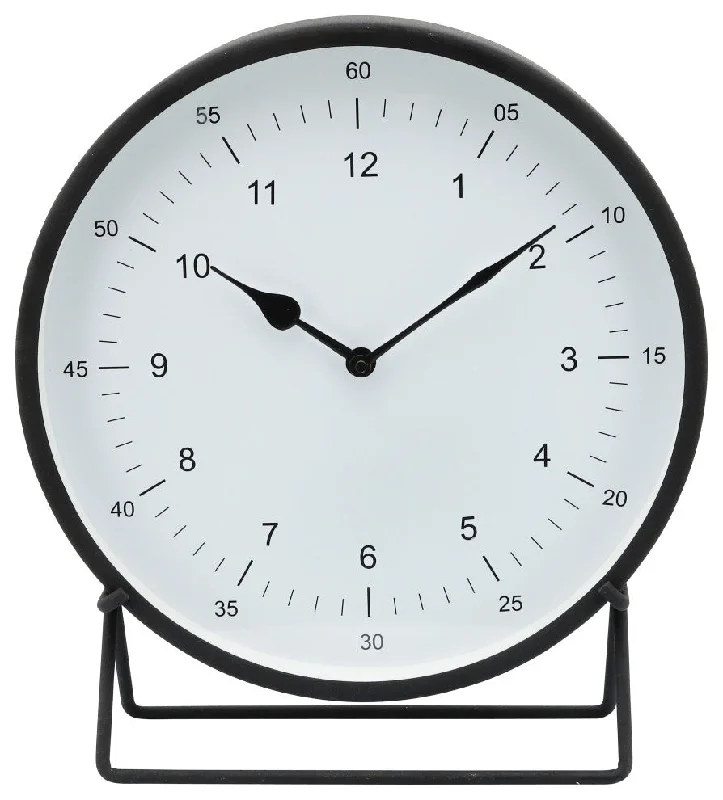 Modern circular wall art-Sagebrook Home 16233 Metal, 13" Round Table Clock, Black