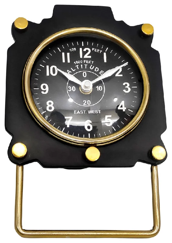 Cute dog-themed cushions-Sagebrook Home 16234 Metal, 5" Altimeter Table Clock, Black