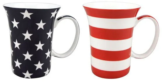 Hand-painted ceramic tumblers-Stars & Stripes Mug Pair