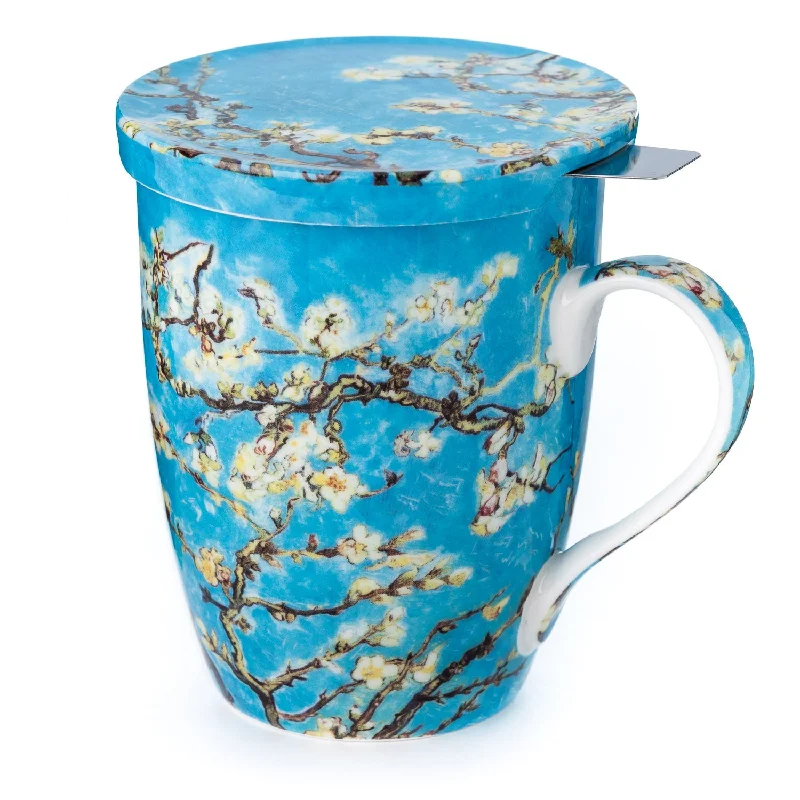 Insulated baby sippy cups-Van Gogh Almond Blossom Tea Mug w/ Infuser and Lid