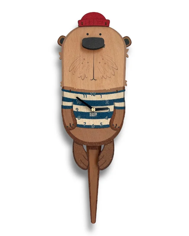 Floral embroidered cushions-Waffles the Otter Pendulum Clock