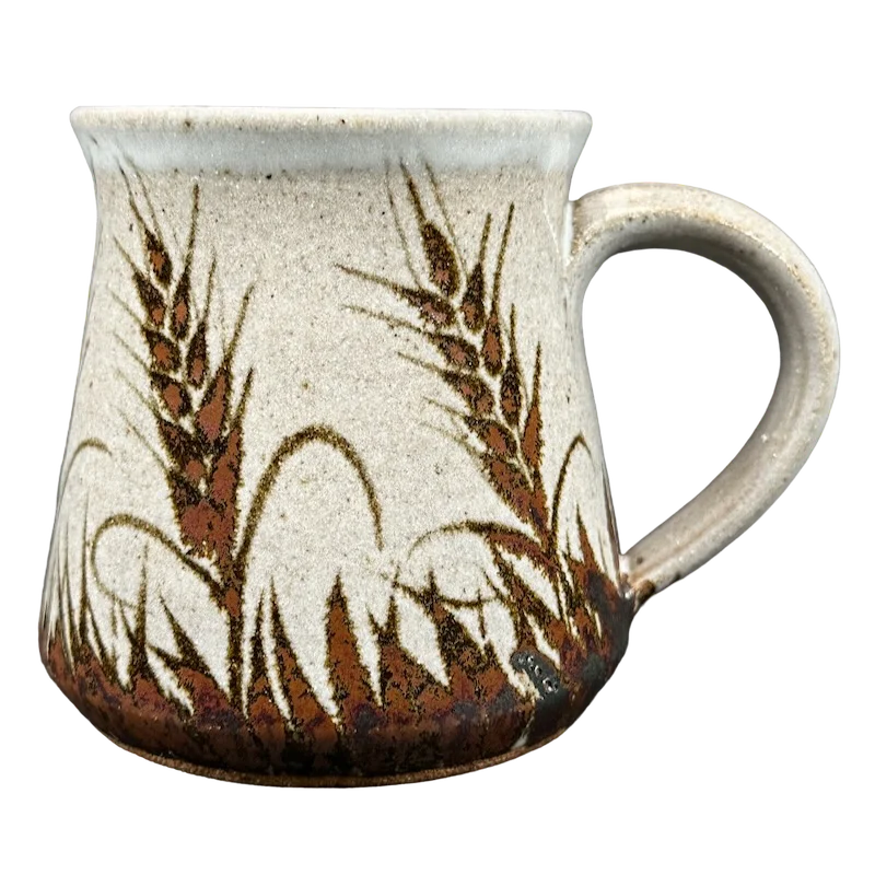 Handcrafted clay water cups-Wheat Signed Pottery Mug