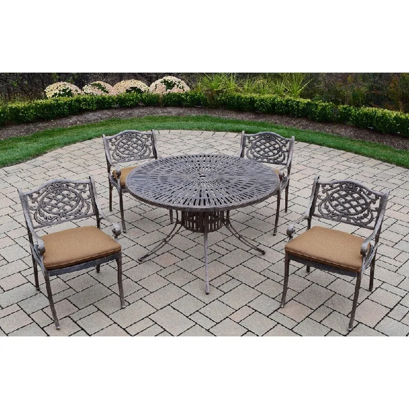 Stylish woven throw rugs-48-inch Table and 4 Sunbrella Fabric Cushioned Chairs