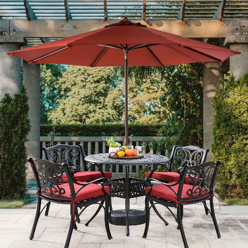 5PCS Red Dining Set & 1PC Red Umbrella