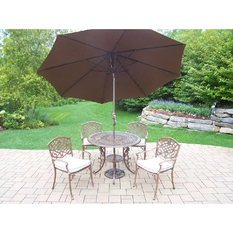 Luxury glass wall decor-Dakota Antique Bronze Shaded 7-piece Cushioned Patio Dining Set