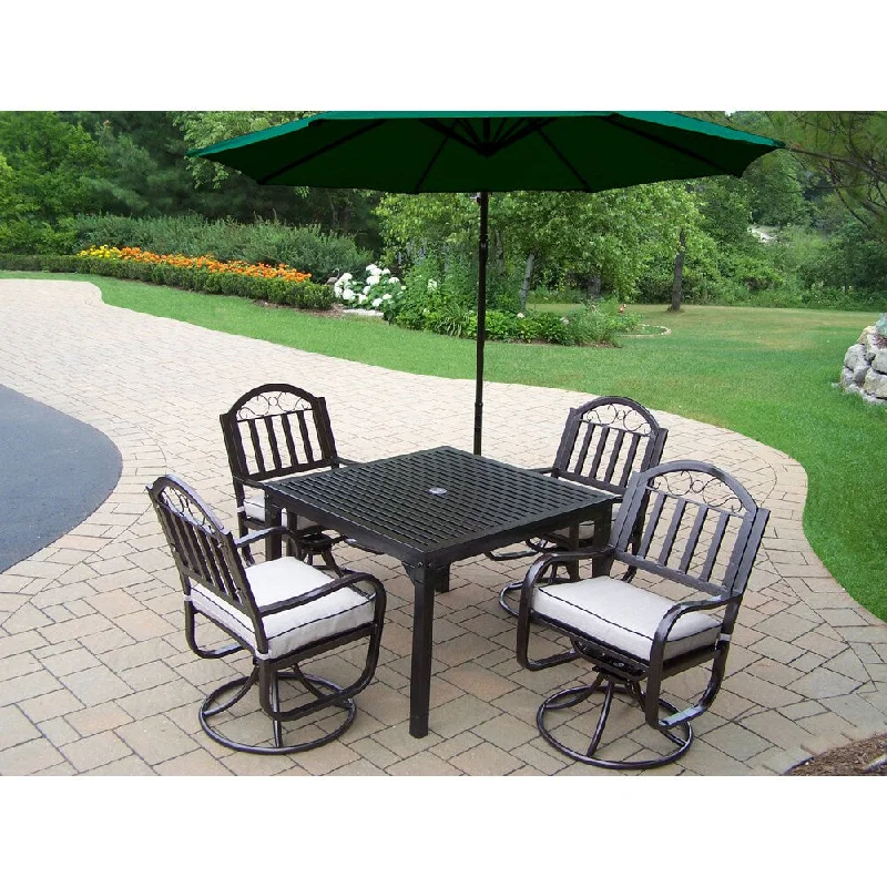 Cute dog-themed cushions-Hometown Hammertone Shaded 6-piece Cushioned Patio Dining Set