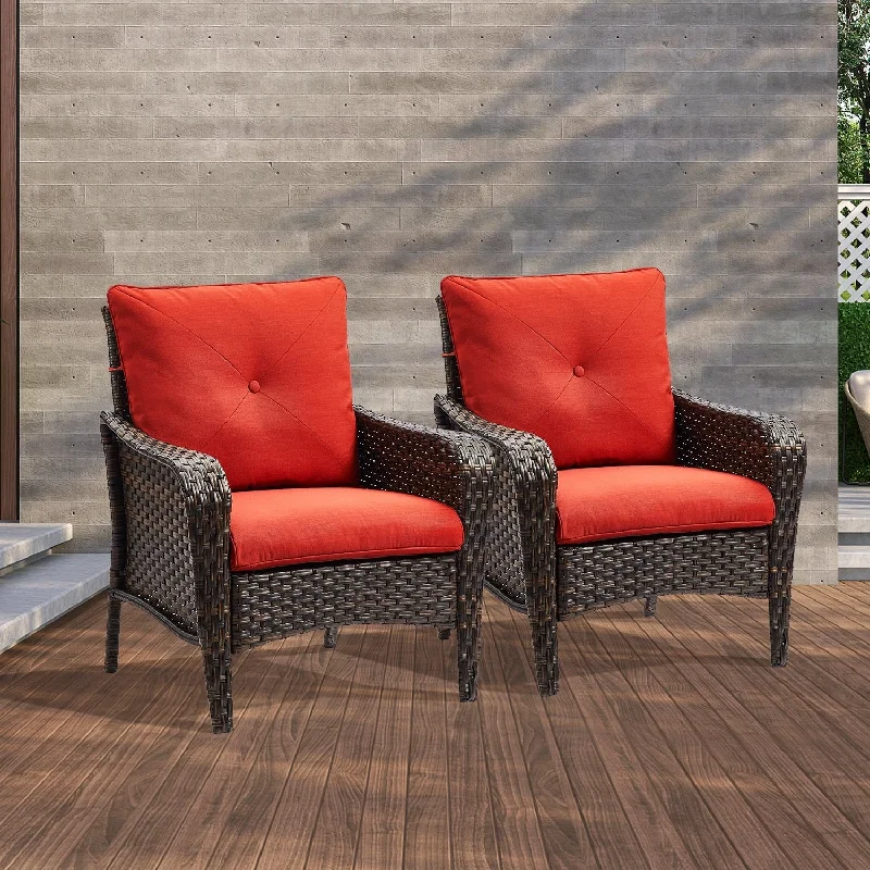 Stylish rattan accent baskets-Outdoor Dining Chair with Deep Seating and Cushion