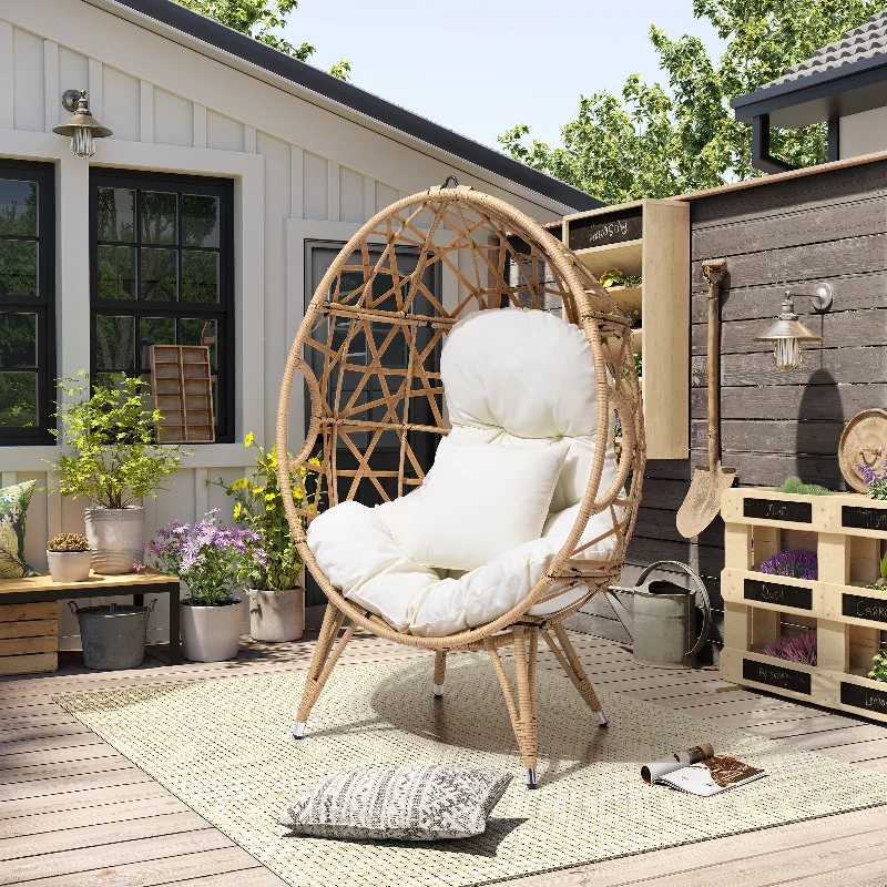 Flattened rattan weave with Beige Cushion