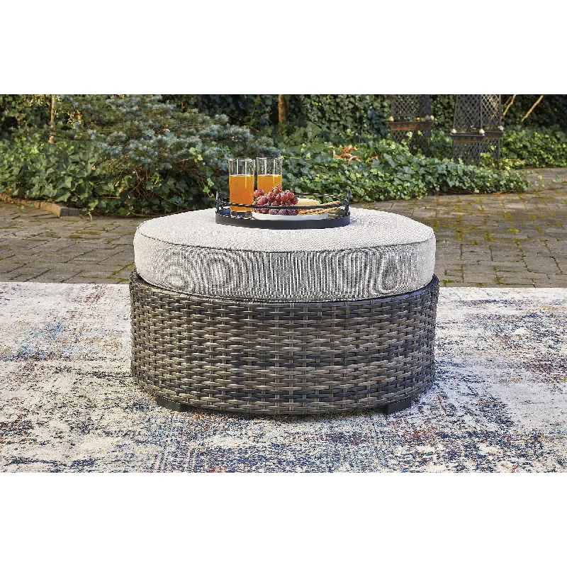 Luxury glass wall decor-Signature Design by Ashley Harbor Court Ottoman with Cushion - 32"W x 32"D x 20"H