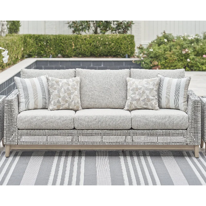 Hand-painted wooden figurines-Signature Design by Ashley Seton Creek Gray Outdoor Sofa with Cushion - 82.63" W x 36.25" D x 35.88" H