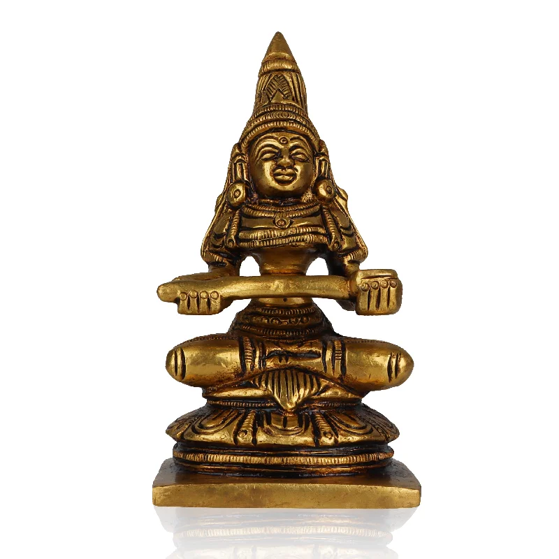 Bright orange accent cushions-Annapuran Devi Murti - 4 x 2 Inches | Brass Idol/ Annapoorani Statue/ Annapurna Idol for Pooja