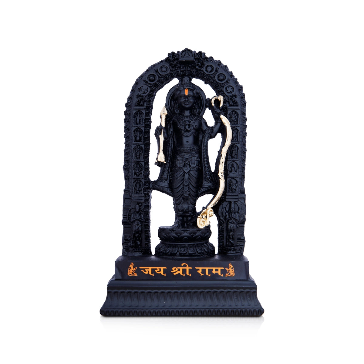 Luxury stone throw cushions-Ayodhya Rama Idol - 8.5 x 4.5 Inches | Poly Resin Statue/ Black Ayodhya Ramar Statue for Pooja