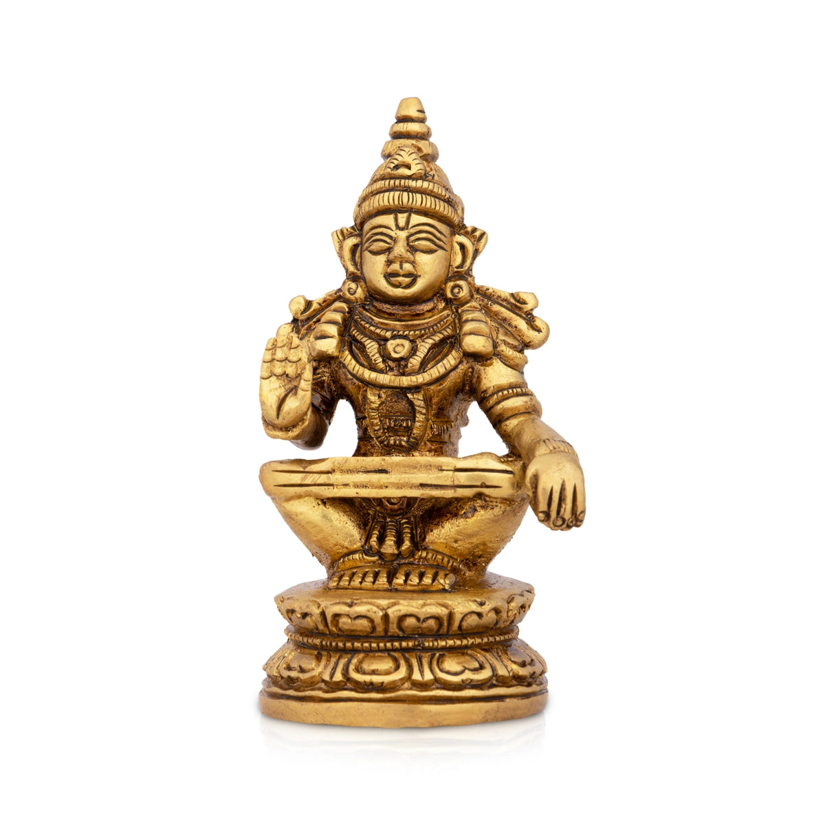 Floral embroidered wall hangings-Ayyappa Swamy Statue - 3.25 x 1.5 Inches | Antique Brass Statue/ Ayyappan Idol for Pooja/ 244 Gms Approx