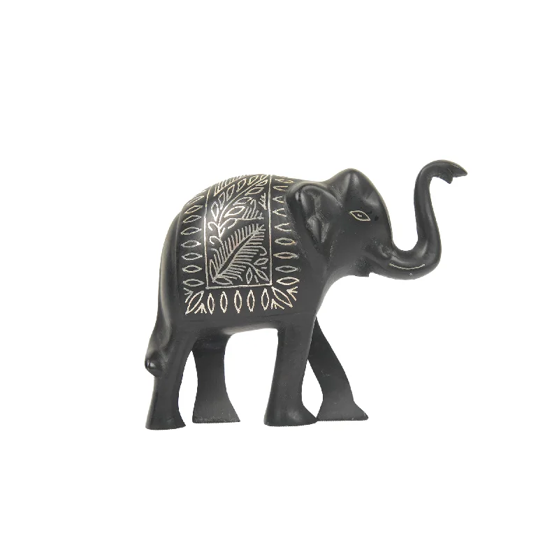 Bold blue wall mirrors-Bidriware Bidri  Elephant