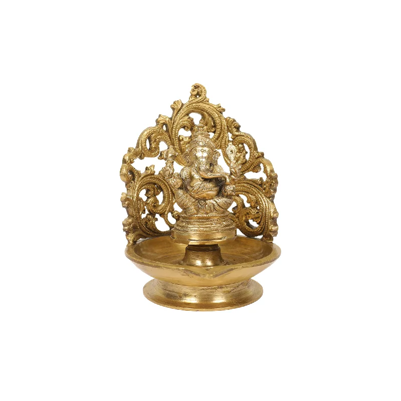 Floral embroidered cushions-BRASS BALLI GANESHA LAMP