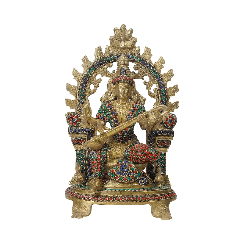 Retro ceramic wall vases-Brass Saraswathi Devi