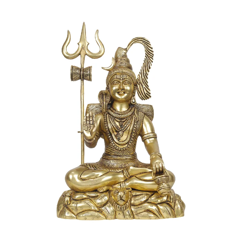 Elegant bronze plant pots-Brass Shiva Idol