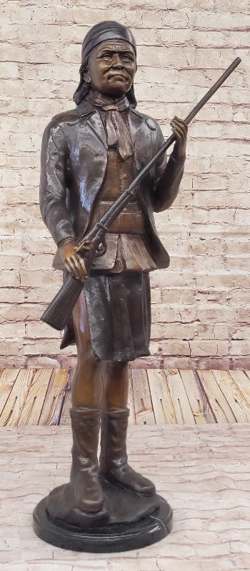 Stylish woven wall art-C.M Russell Bronze Sculpture Geronimo With Rifle Hot Cast Figure Statue