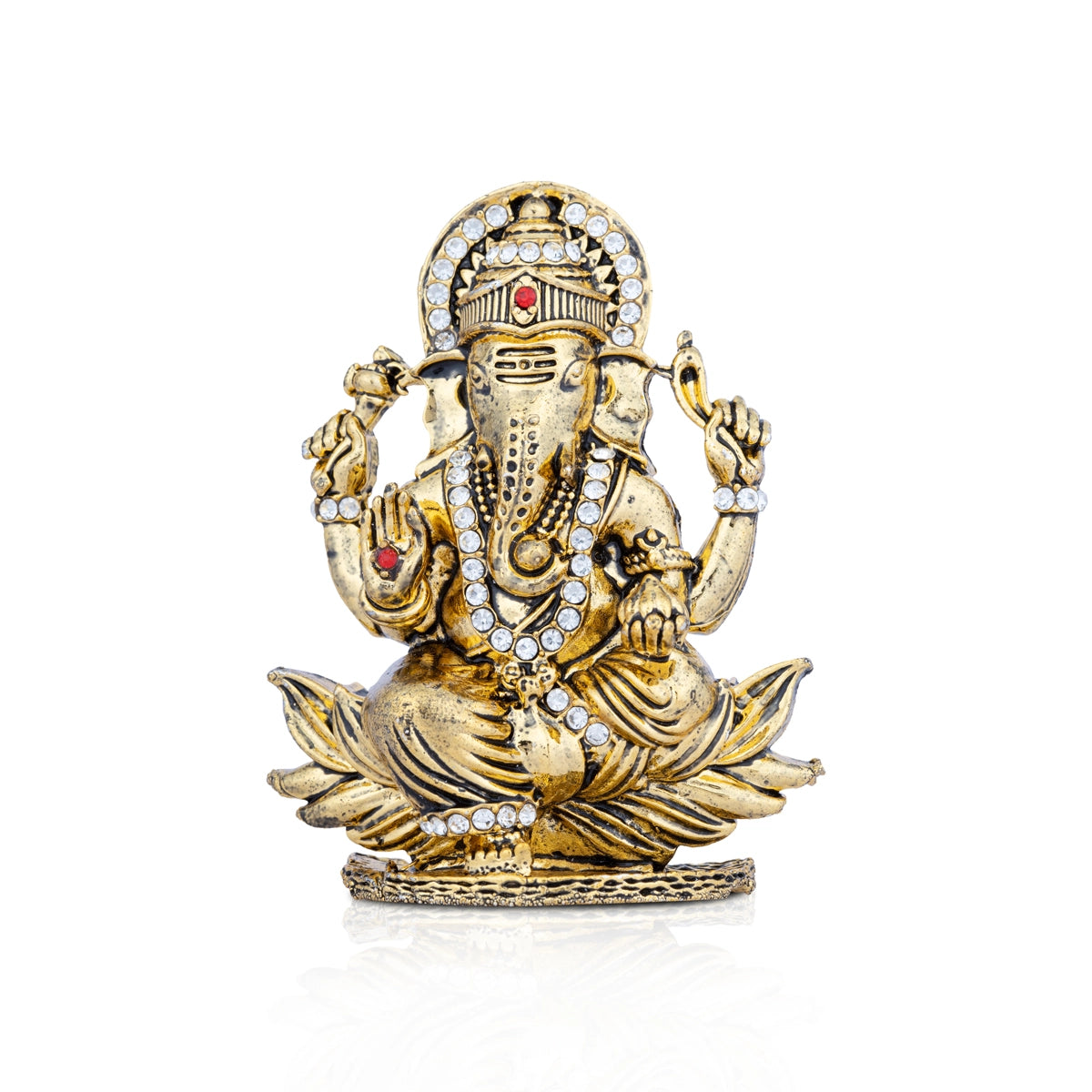 Elegant glass table lamps-Ganesh Murti - 2.75 x 2 Inches | Stone Vinayaka Idol/ Gold Polish Ganpati Murti for Pooja