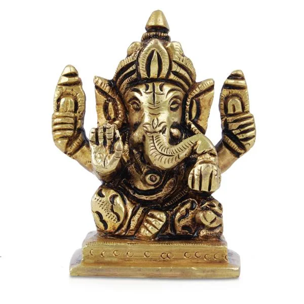 Handmade pottery plant pots-Ganesh Murti - Square - 3 Inches | Antique Statue / Vinayagar Statue/ Ganesha Idol for Pooja