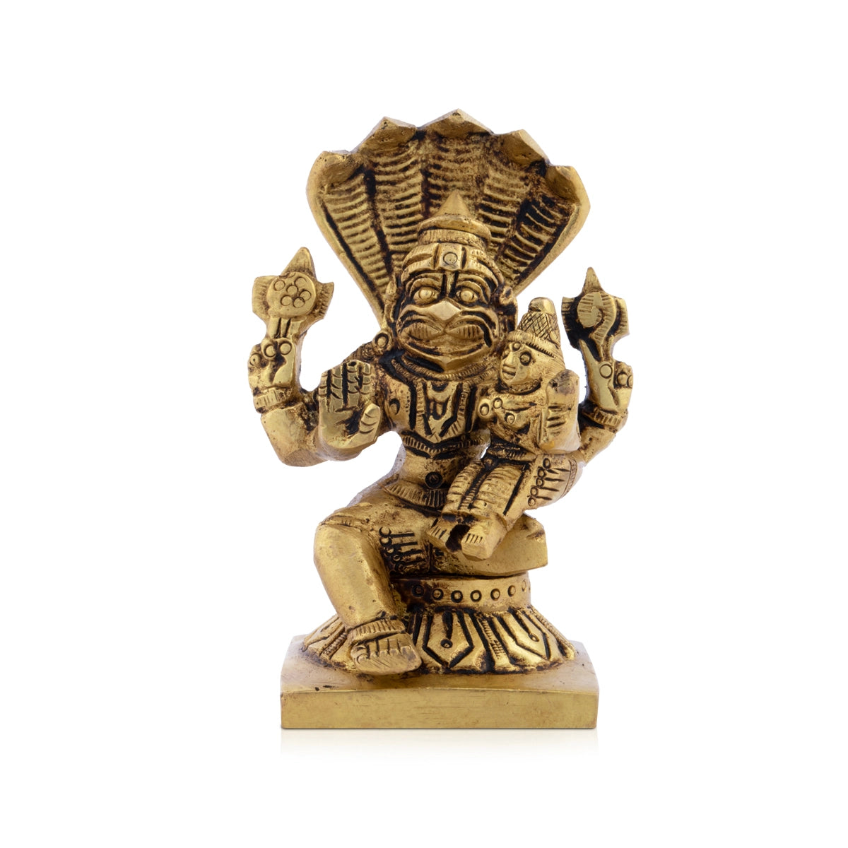 Stylish rattan accent baskets-Lakshmi Narasimhar Idol - 3.5 x 2.5 Inches | Brass Antique Statue/ Lakshmi Narasimha Idol for Pooja