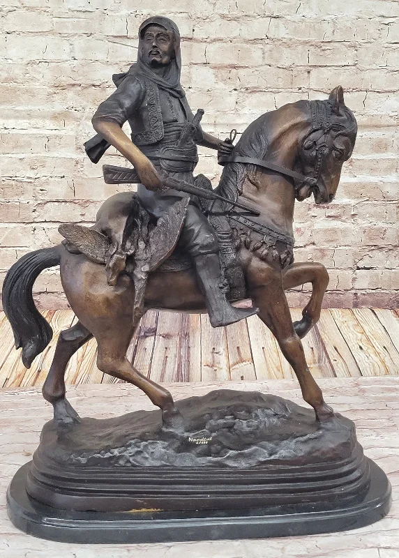 Vintage copper table lamps-Limited Edition Arabian Horseman with Gun Bronze Sculpture by Nardini Hot Cast