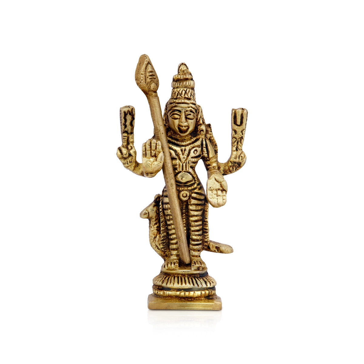 Sleek black metal statues-Mayil Murugan Statue - 3.25 x 2 Inches | Antique Brass Statue/ Peacock Murugan Silai for Pooja/ 155 Gms Approx