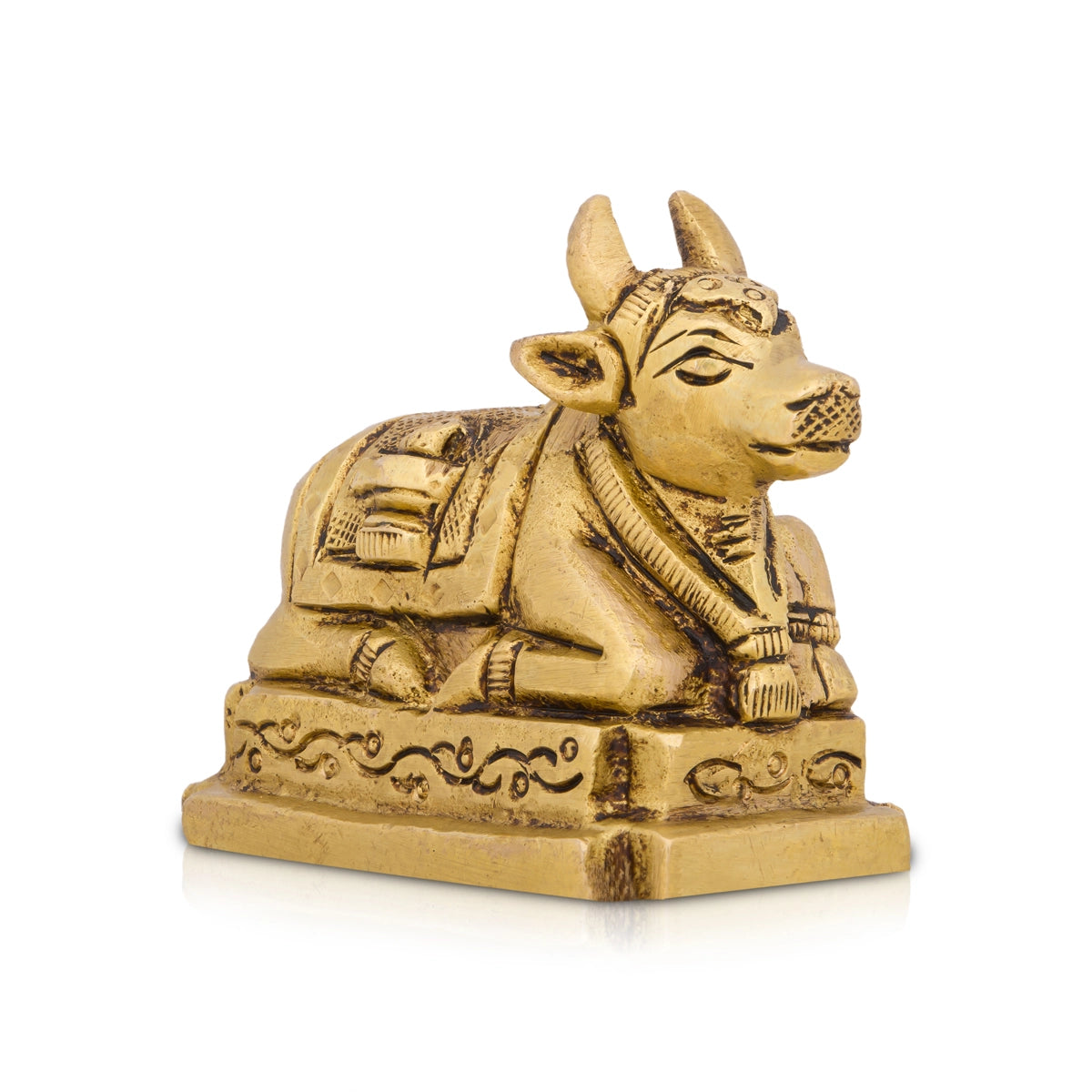 Hand-painted clay planters-Nandi Statue with Base - 2.5 x 2.5 Inches | Antique Brass Statue/ Nandi Murti for Pooja/ 300 Gms Approx