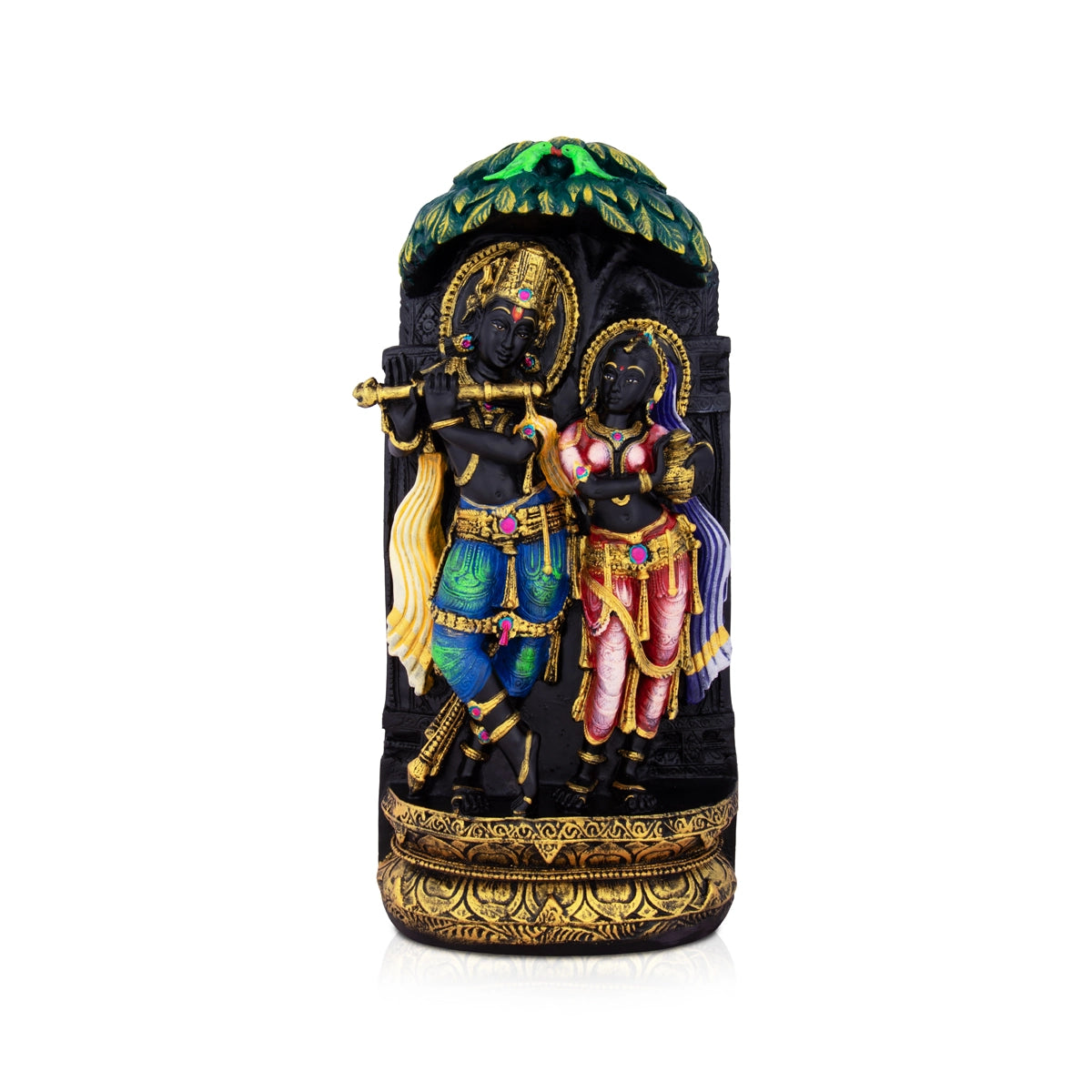 Hand-painted clay planters-Radha Krishna Murti - 15 x 7 Inches | Radha Krishna Idol for Pooja