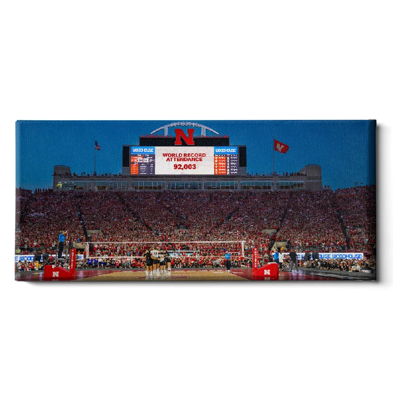 Rustic wooden candle trays-Nebraska Cornhuskers - Volleyball World Record Attendance Panoramic