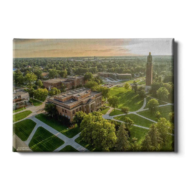 Luxury linen curtains-South Dakota State Jackrabbits - Sunrise Over Campus