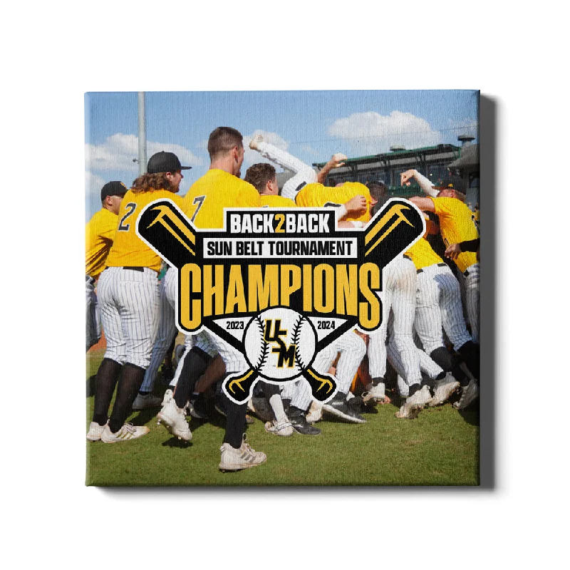 Luxury linen curtains-Southern Miss Golden Eagles - Back 2 Back Celebration Wall Art