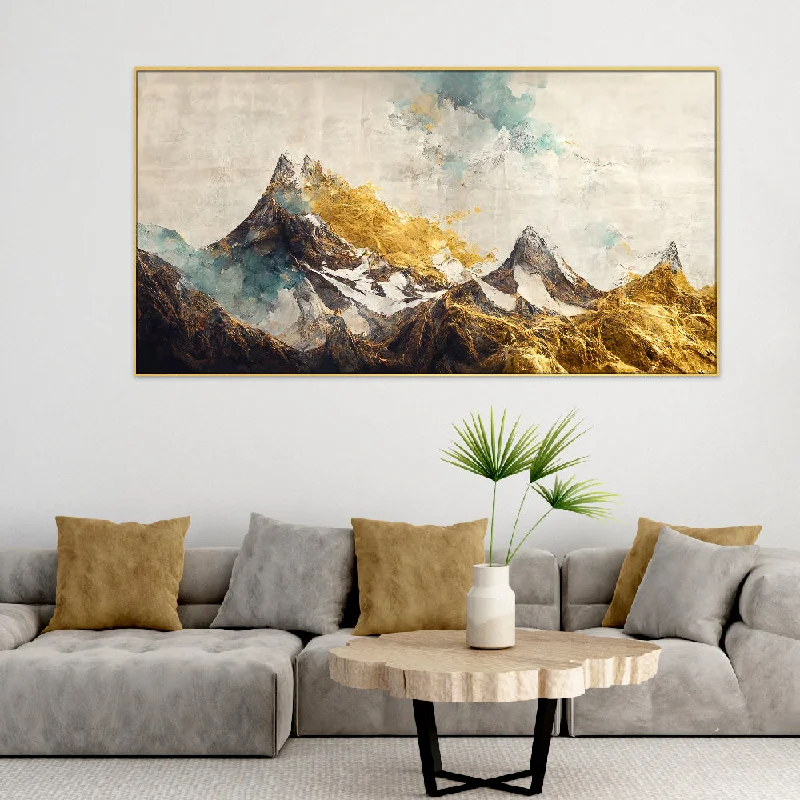 Bold green table runners-The Golden Mountain Printed wall Decor Floating Frame Canvas Wall Painting