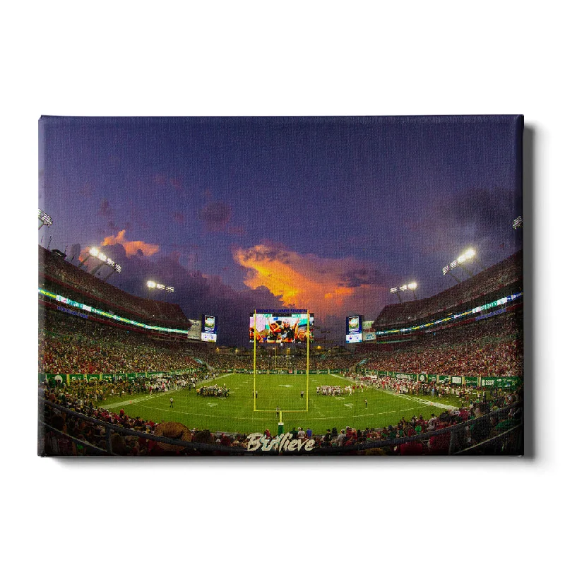 Minimalist bamboo candle trays-USF Bulls - Bullieve Sunset