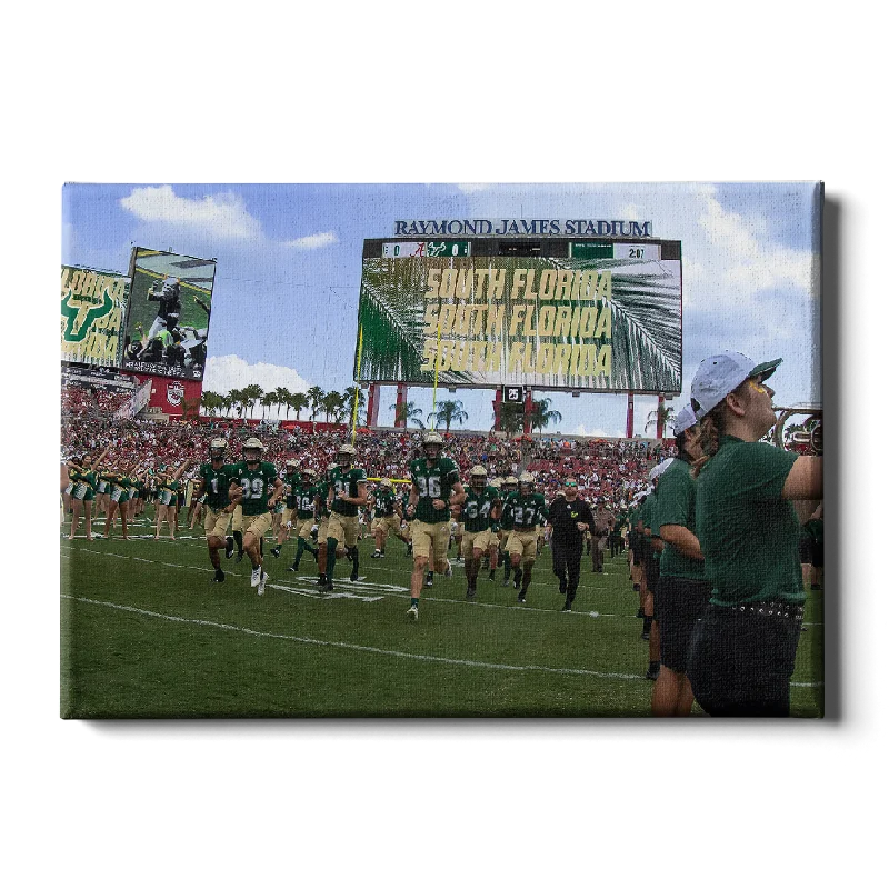 Retro glass table vases-USF Bulls - South Florida Running onto the Field