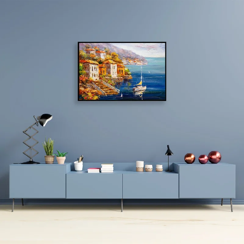 Stylish rattan wall tapestries-Where City Meets Shoreline Canvas Wall Painting