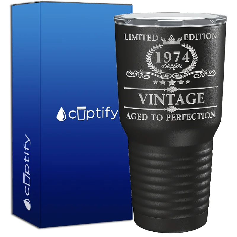 Minimalist ceramic water mugs-1974 Limited Edition Aged to Perfection 50th Birthday 50 Years Old 30oz Vintage Tumbler