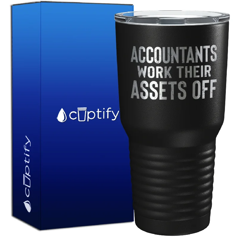 Retro checkered teacups-Accountants work Their Assets Off 30oz Accountant Tumbler