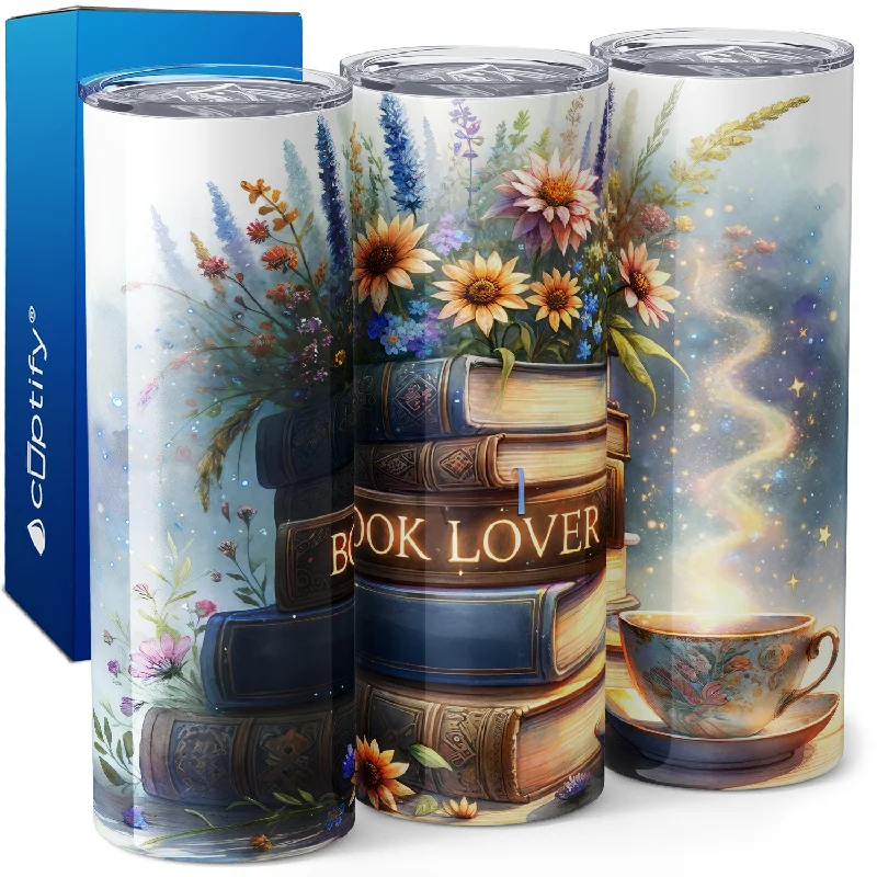 Handmade ceramic coffee mugs-Book Lover 20oz Skinny Tumbler