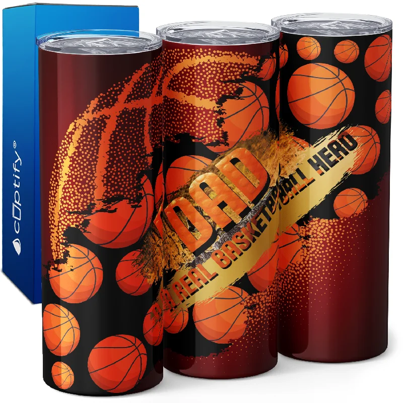 Handmade pottery latte cups-Dad a Real Basketball Hero 20oz Skinny Tumbler