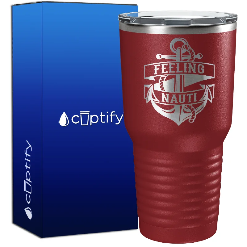 Durable enamel travel cups-Feeling Nauti 30oz Anchor Tumbler