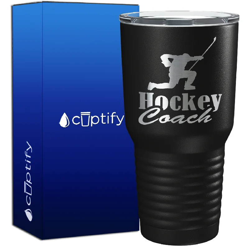 Rustic wooden beer mugs-Hockey Coach Goal Pose 30oz Hockey Tumbler