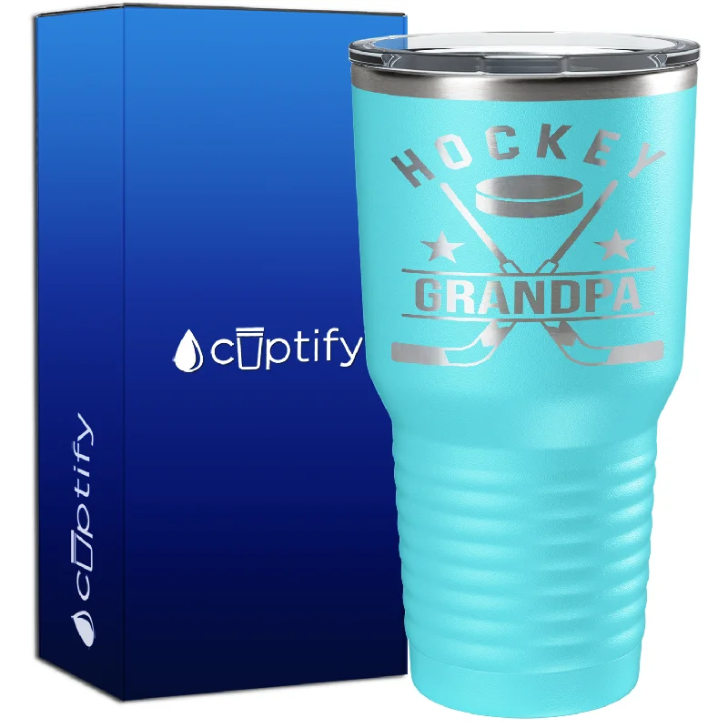 Hand-blown crystal cups-Hockey Grandpa 30oz Hockey Tumbler