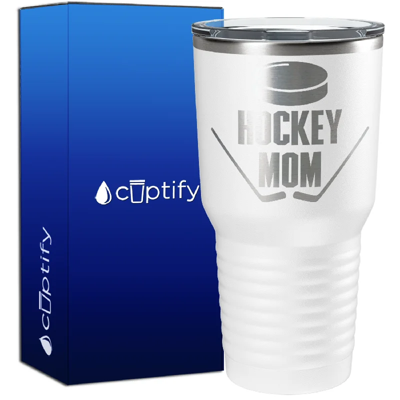 Sleek copper travel cups-Hockey Mom 30oz Hockey Tumbler