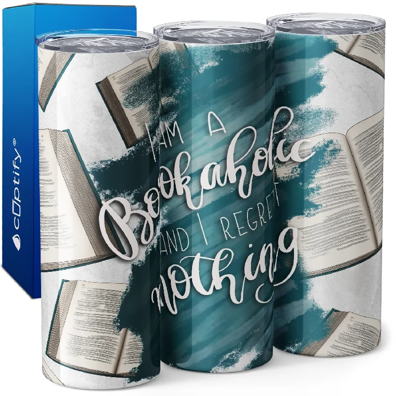 Stackable acrylic coffee cups-I am a Bookaholic and I Regret Nothing 20oz Skinny Tumbler