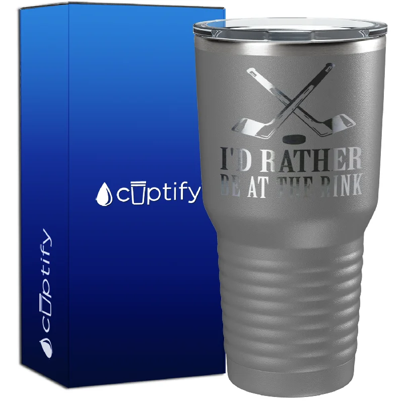 Compact collapsible water cups-I'd Rather Be at the Rink 30oz Hockey Tumbler